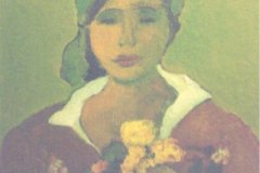 1998 Donna con fiori gialli Olio su tela 40x50 Coll.Privata