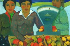 Al mercato - Olio su cartone 60x70 Anno 2004 Coll. Privata