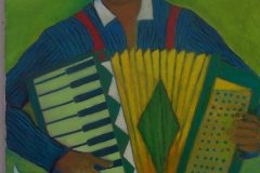 Donna con fisarmonica Olio su tela 50x70 Anno 2016 Coll. Privata