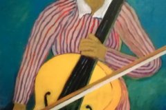 2019  Donna con violoncello Olio su cartone 50x70