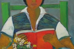 Figura con libro Olio su cartone 60x80  Anno    2012