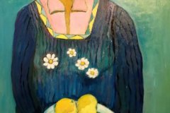 2019  Donna con  frutta Olio cartone 50x70 Coll. Privata