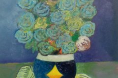 Rose blù Olio su cartone 50x60 Anno 2015 Coll. Privata