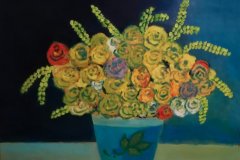 2018  Roselline e fiori di campo  Olio su cartone 60x70x70