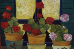 Gerani _ Olio su cartone 60x80 Anno 2002 Coll. Privatarivata