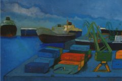 Containers - Olio su compensato 58x80  Anno 1998   Proprietà  INCA  Donoratico