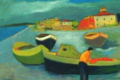 Barche sulla spiaggia .- Olio su tela 40x50  Anno 2002  Collez. Privata
