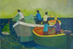 Ls copertura del pescato - Olio su cartone 80x75  Anno 2010    Coll. Privata