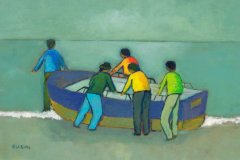 Barca al Circolo Nautico - Olio su cartone 40x60  Anno 2012 Coll Privata
