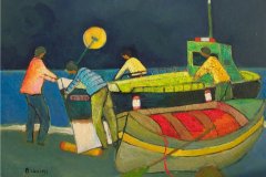 Barche a riva - Olio su cartone 50x70  Anno 2012 Coll. Privata