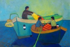 Due barche  Olio su cartone 40x50.Anno 2015  Coll. Privata
