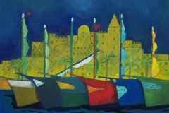 Sciabiche in porto Olio su cartone 60x80 Anno 2016