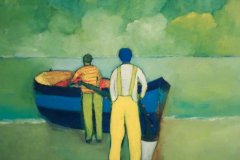 2019  Pescatori e rete  Olio su cartone 60x70 Coll.Privata