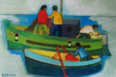 Barche affiancate Olio su cartone 30x40  Anno 2018