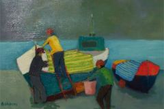 Pescatori al lavoro - Olio su tela 40x50  Anno 2008