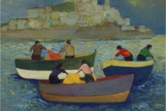 Pescatori a Portoferraio - Olio su cartone 60x70  Anno 2003  Coll. Privata