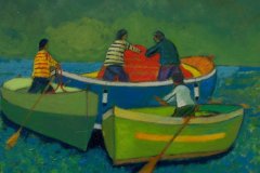 Tre barche al largo  - Olio su cartone 40x50  Anno 2012  Coll. Privata