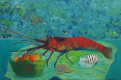 Composizione con aragosta Olio su tela 50x70 Anno 2008