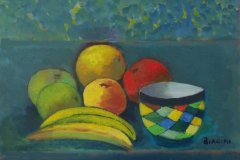 La tazza a quadri Olio su cartone 30x40  Anno 2015 .