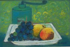 Macinino pepe e frutta Olio su cartone 20x30 Anno 2016