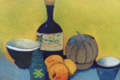 Natura morta con bottiglia - Olio su compensato 40x50 Anno 1997 Coll. Privata