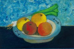 Piatto con frutta Olio su cartone 30x40 Anno 2010 Coll. Privata