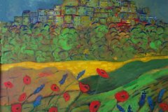 Castagneto con papaveri  Olio cartone 60x70. Anno 2015 Coll. Privata