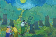 Raccolta delle olive- Olio su cartone 50x60  Anno 2006  Coll. Privata